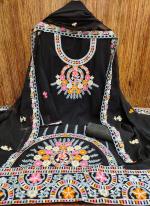 Georgette Black Festival Wear Chain Stitched Dress Material